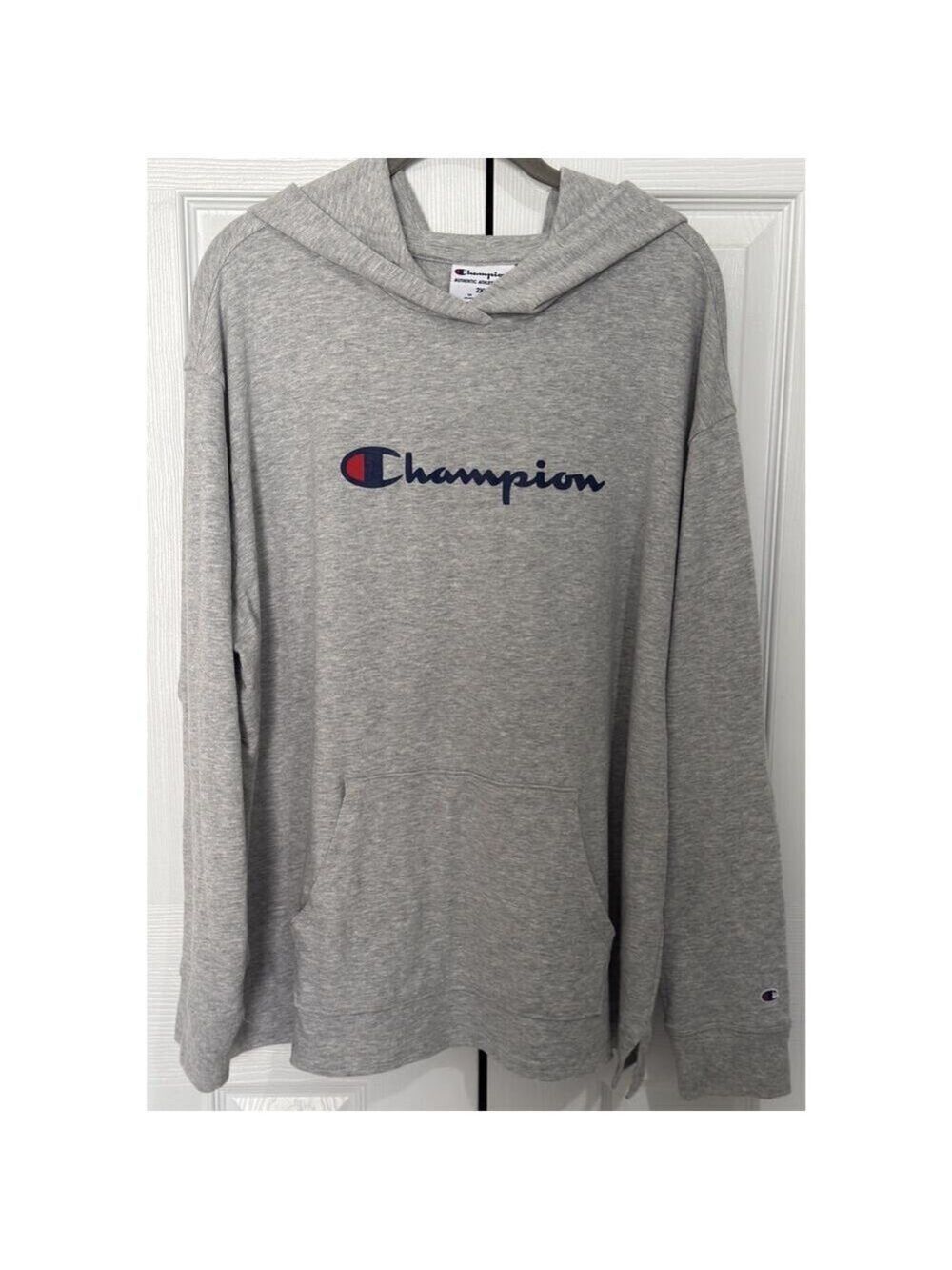 Champion Women's 2XL Mid-Weight Hooded Knit Pullover Hoodie Script Logo Jersey